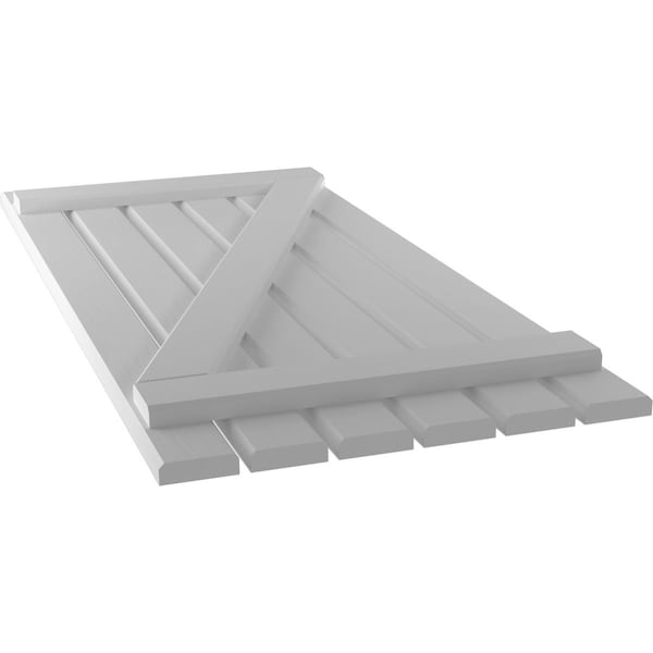 Ekena Millwork Americraft 6-Board (2 Batten) Wood Spaced Board-n-Batten Shutters w/ Z-Bar, ARW102SB623X48PRH - ARW102SB623X48PRH
