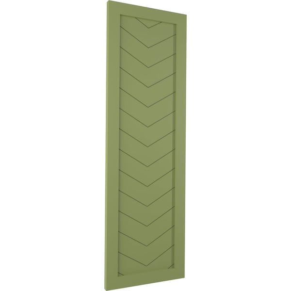 Ekena Millwork True Fit PVC Single Panel Chevron Modern Style Fixed Mount Shutters, Moss Green, 18W x 80H, PR - TFP001CV18X080MG