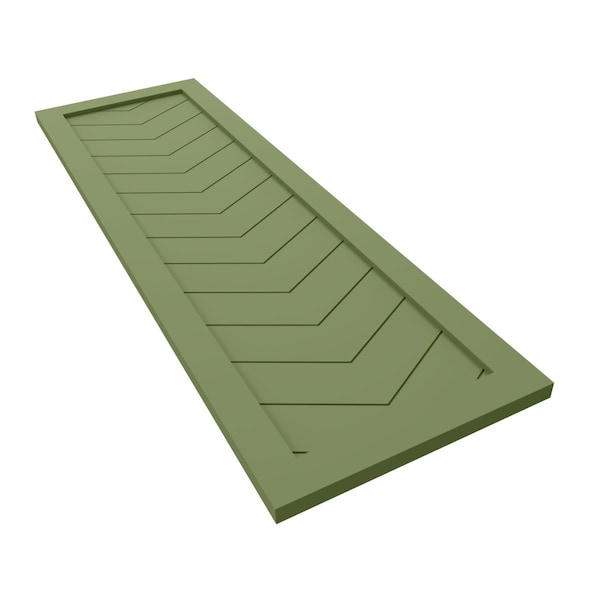 Ekena Millwork True Fit PVC Single Panel Chevron Modern Style Fixed Mount Shutters, Moss Green, 18W x 80H, PR - TFP001CV18X080MG