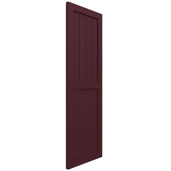Ekena Millwork True Fit PVC Farmhouse/Flat Panel Combination Fixed Mount Shutters, Wine Red, 15W x 52H, PR - TFP101FC15X052WR