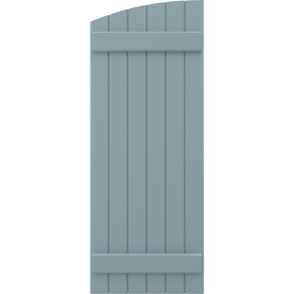 Ekena Millwork Americraft 6-Board (2 Batten) Wood Joined Board-n-Batten Shutters w/Ellipt Top, ARW101BE621X81SBH, PR - ARW101BE621X81SBH