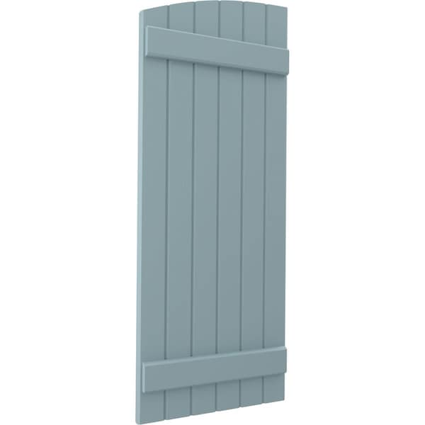 Ekena Millwork Americraft 6-Board (2 Batten) Wood Joined Board-n-Batten Shutters w/Ellipt Top, ARW101BE621X81SBH, PR - ARW101BE621X81SBH