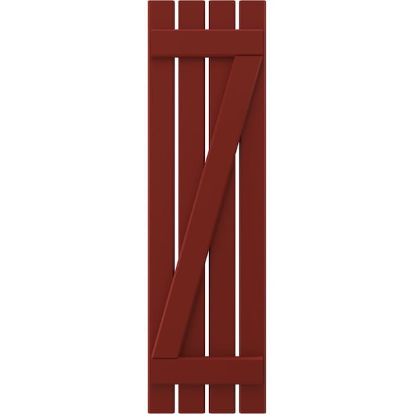 Ekena Millwork Americraft 4-Board (2 Batten) Wood Spaced Board-n-Batten Shutters w/ Z-Bar, ARW102SB415X35MRH, PR - ARW102SB415X35MRH