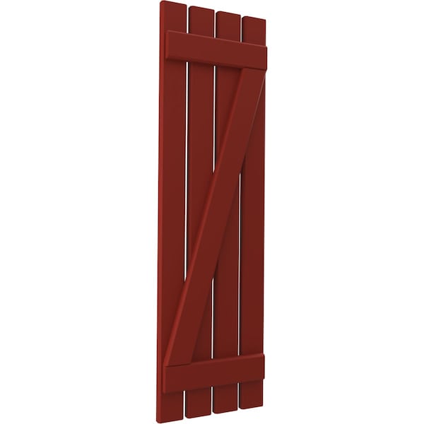 Ekena Millwork Americraft 4-Board (2 Batten) Wood Spaced Board-n-Batten Shutters w/ Z-Bar, ARW102SB415X35MRH, PR - ARW102SB415X35MRH