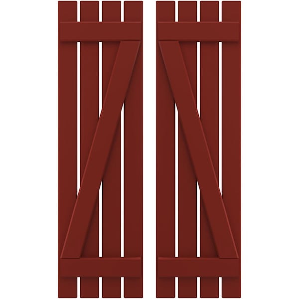 Ekena Millwork Americraft 4-Board (2 Batten) Wood Spaced Board-n-Batten Shutters w/ Z-Bar, ARW102SB415X35MRH, PR - ARW102SB415X35MRH