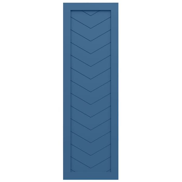 Ekena Millwork True Fit PVC Single Panel Chevron Modern Style Fixed Mount Shutters, Sojourn Blue, 15W x 67H, PR - TFP001CV15X067HB