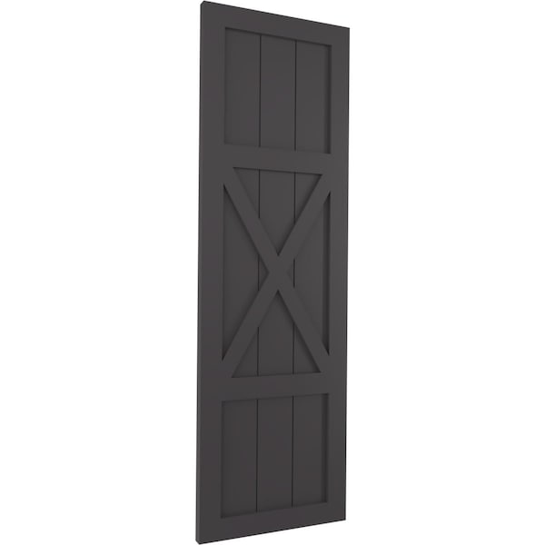 Ekena Millwork True Fit PVC Center X-Board Farmhouse Fixed Mount Shutters, Shadow Mountain , 12W x 53H, PR - TFP107FH12X053SM