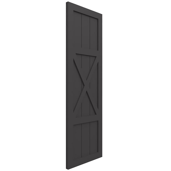 Ekena Millwork True Fit PVC Center X-Board Farmhouse Fixed Mount Shutters, Shadow Mountain , 12W x 53H, PR - TFP107FH12X053SM