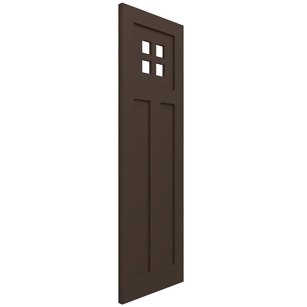 Ekena Millwork True Fit PVC San Antonio Mission Style Fixed Mount Shutters, Raisin Brown, 12W x 61H, PR - TFP001ST12X061TB