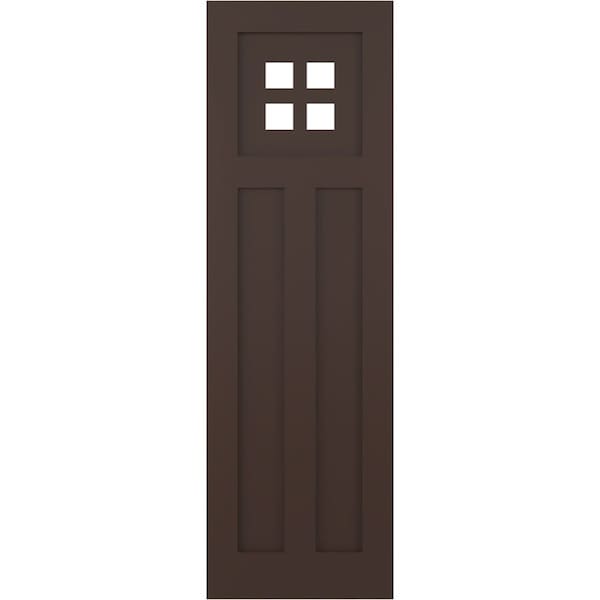 Ekena Millwork True Fit PVC San Antonio Mission Style Fixed Mount Shutters, Raisin Brown, 12W x 61H, PR - TFP001ST12X061TB