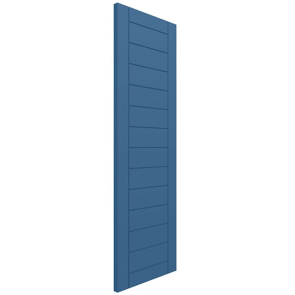 Ekena Millwork True Fit PVC Horizontal Slat Framed Modern Style Fixed Mount Shutters, Sojourn Blue, 12W x 54H, PR - TFP001HF12X054HB