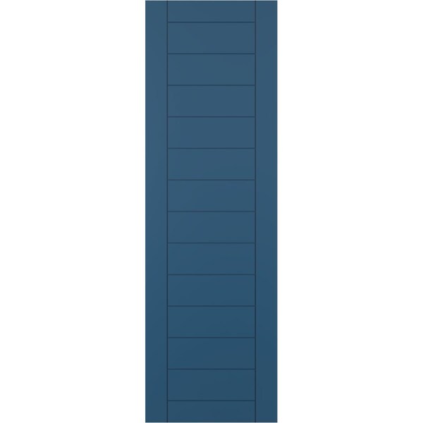 Ekena Millwork True Fit PVC Horizontal Slat Framed Modern Style Fixed Mount Shutters, Sojourn Blue, 12W x 54H, PR - TFP001HF12X054HB