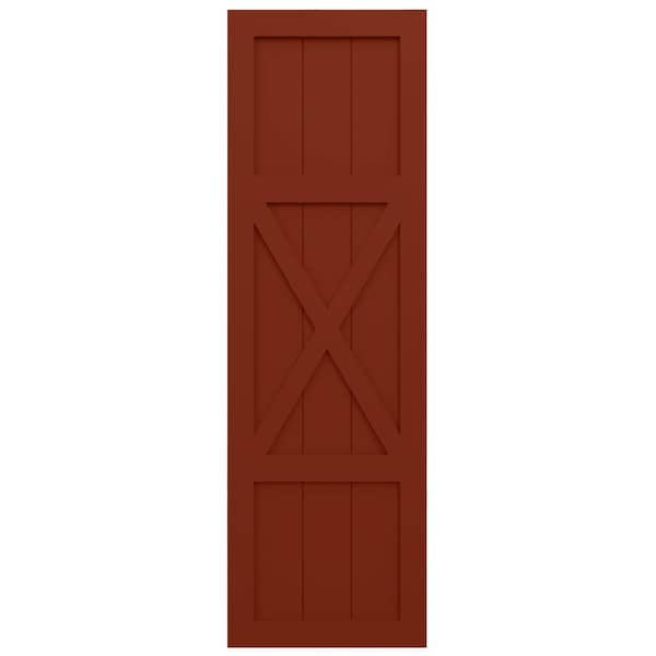 Ekena Millwork True Fit PVC Center X-Board Farmhouse Fixed Mount Shutters, Pepper Red , 12W x 58H, PR - TFP107FH12X058MR