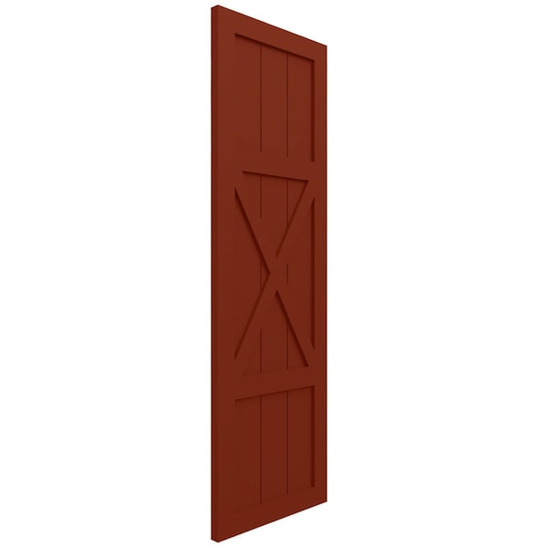 Ekena Millwork True Fit PVC Center X-Board Farmhouse Fixed Mount Shutters, Pepper Red , 12W x 58H, PR - TFP107FH12X058MR