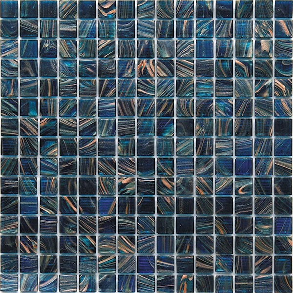 Apollo Tile Celestial 12 in. x 12 in. Glossy Berlin Blue Glass Mosaic Wall and Floor Tile 20 sqft/case, 20PK - APLST88BL536A