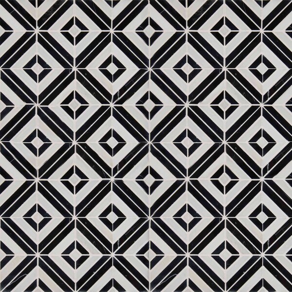Msi Rhombix Nero 12 In. X 12 In. X 10Mm Polished Marble Mesh-Mounted Mosaic Tile, 10PK - ZOR-MD-0235