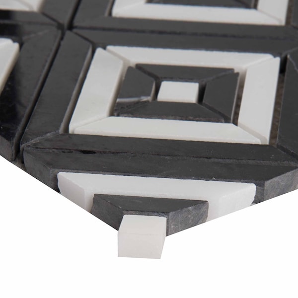 Msi Rhombix Nero 12 In. X 12 In. X 10Mm Polished Marble Mesh-Mounted Mosaic Tile, 10PK - ZOR-MD-0235
