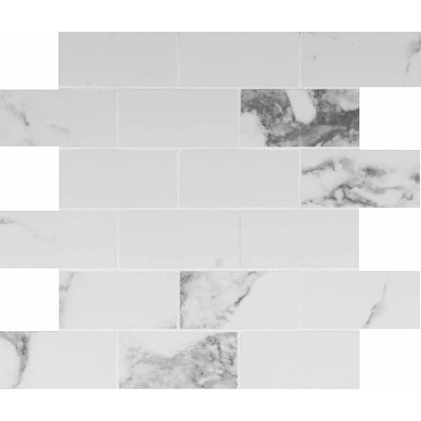 Msi Statuario 12 In. X 12 In. X 10 Mm Polished Porcelain Mosaic Floor & Wall Tile, 10PK - ZOR-PT-0463
