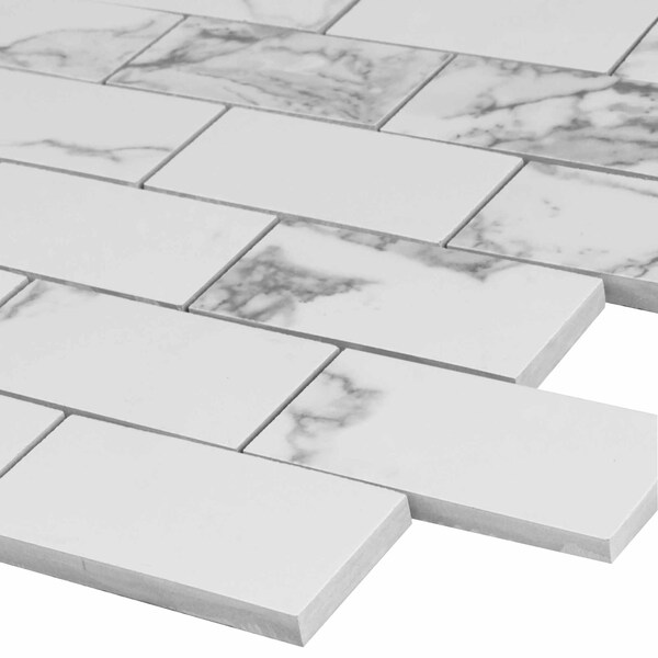 Msi Statuario 12 In. X 12 In. X 10 Mm Polished Porcelain Mosaic Floor & Wall Tile, 10PK - ZOR-PT-0463