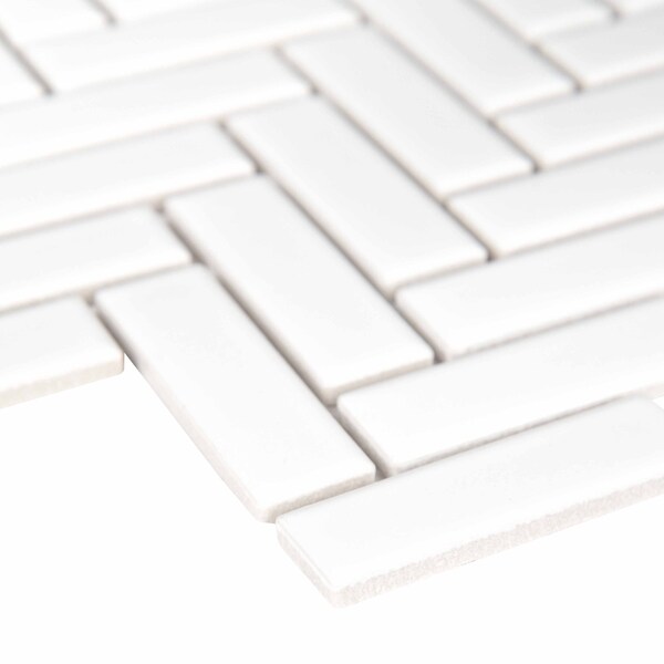 Msi Retro Herringbone Bianco SAMPLE Porcelain Mesh-Mounted Mosaic Tile - ZOR-MD-0219-SAM