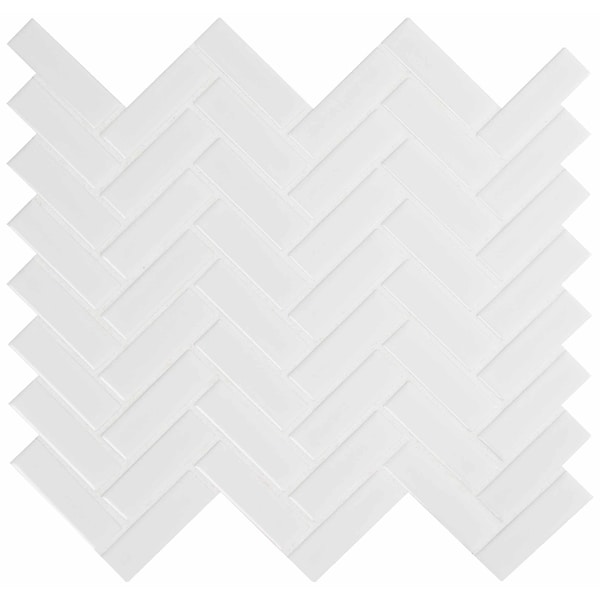 Msi Retro Herringbone Bianco SAMPLE Porcelain Mesh-Mounted Mosaic Tile - ZOR-MD-0219-SAM
