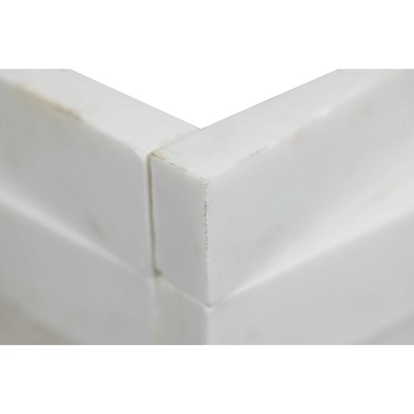 Msi Cosmic White "L" Corner 3D Wave Ledger Panel "6 X 18" Honed Marble Wall Tile, 4PK - ZOR-PNL-0031