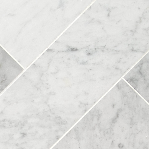 Msi Carrara White 4" X 12" Honed Marble Floor And Wall Marble Tile, 15PK - ZOR-NS-0064