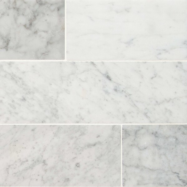 Msi Carrara White 4" X 12" Honed Marble Floor And Wall Marble Tile, 15PK - ZOR-NS-0064