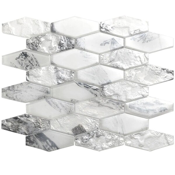 Apollo Tile Verre 10.63 in. x 11.7 in. Matte White Glass Mosaic Wall and Floor Tile 8.6 sq ft/case - 10 pack - SEA88EL08WTA