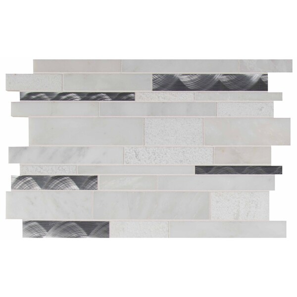 Msi Moderno Blanco Interlocking 12 In. X 18 In. X 8 Mm Metal Stone Blend Mesh-Mounted Mosaic Tile, 10PK - ZOR-MD-0455