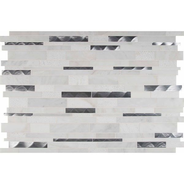 Msi Moderno Blanco Interlocking 12 In. X 18 In. X 8 Mm Metal Stone Blend Mesh-Mounted Mosaic Tile, 10PK - ZOR-MD-0455