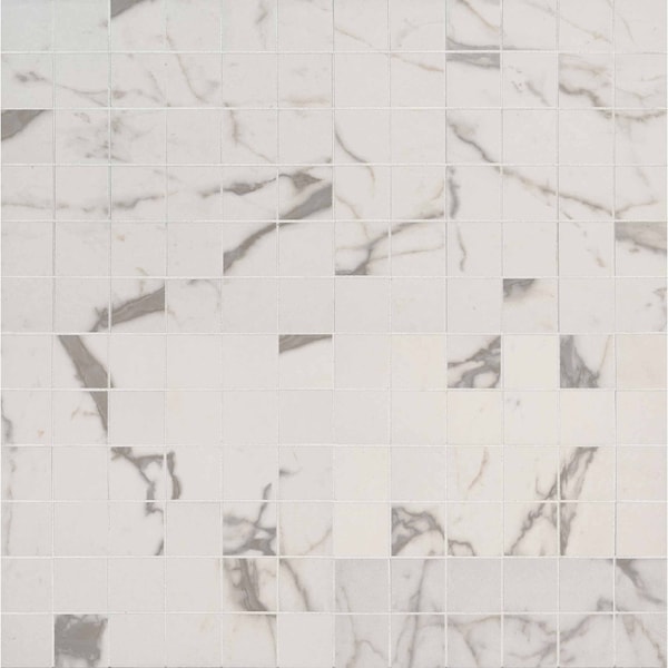 Msi White Vena 12 In. X 12 In. Glazed Ceramic Mesh-Mounted Mosaic Tile, 8PK - ZOR-PT-0178