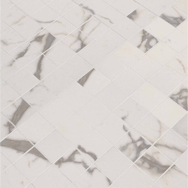 Msi White Vena 12 In. X 12 In. Glazed Ceramic Mesh-Mounted Mosaic Tile, 8PK - ZOR-PT-0178