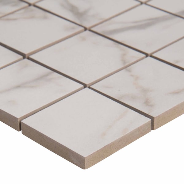 Msi White Vena 12 In. X 12 In. Glazed Ceramic Mesh-Mounted Mosaic Tile, 8PK - ZOR-PT-0178