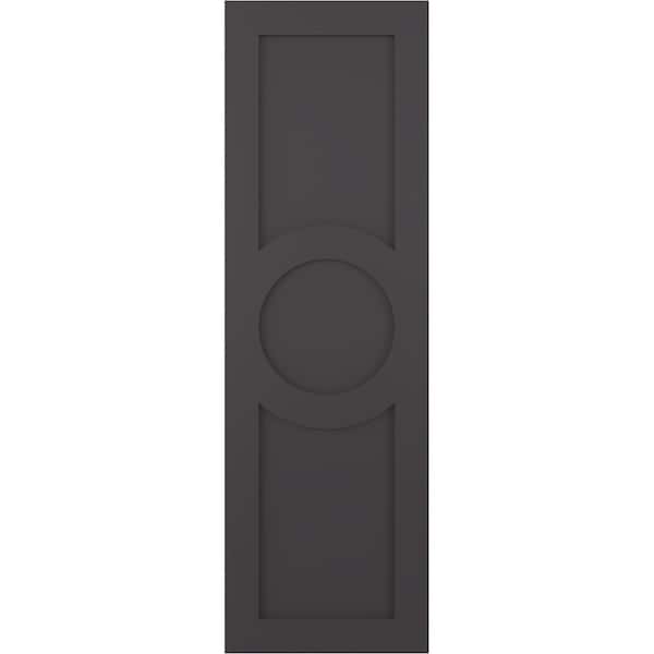 Ekena Millwork True Fit PVC Center Circle Arts & Crafts Fixed Mount Shutters, Shadow Mountain, 12W x 27H, PR - TFP001AC12X027SM