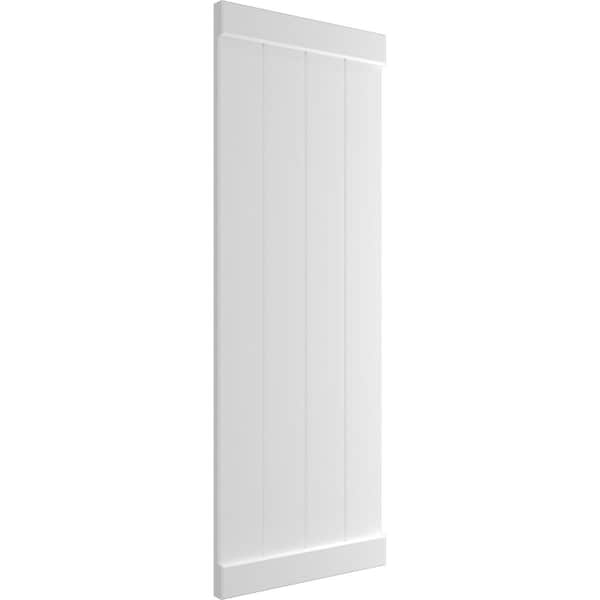 Ekena Millwork True Fit PVC, Four Board Joined Board-n-Batten Shutters w/End Batten, Unfinished, 21 1/2W x 46H, PR - TFP103BB21X046UN