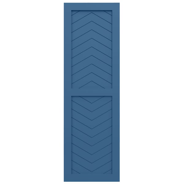 Ekena Millwork True Fit PVC Two Panel Chevron Modern Style Fixed Mount Shutters, Sojourn Blue, 12W x 50H, PR - TFP101CV12X050HB