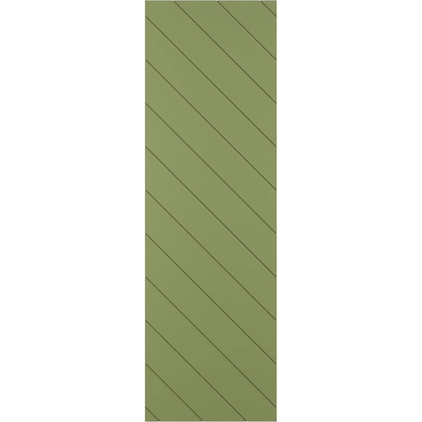 Ekena Millwork 15W x 51H True Fit PVC Diagonal Slat Modern Style Fixed Mount Shutters, Moss Green, PR - TFP001DG15X051MG