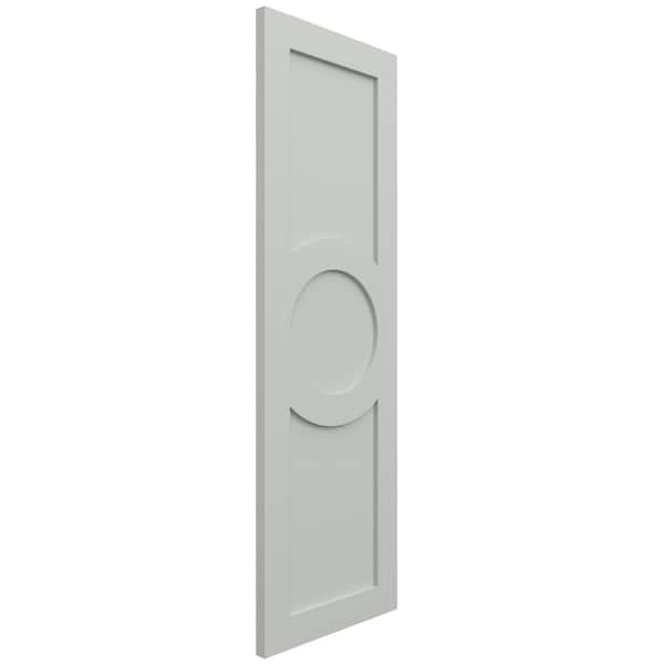 Ekena Millwork True Fit PVC Center Circle Arts & Crafts Fixed Mount Shutters, Hailstorm Gray, 18W x 52H, PR - TFP001AC18X052ST