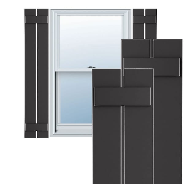 Ekena Millwork True Fit PVC, Two Board Spaced Board-n-Batten Shutters, Shadow Mountain, 11 1/4W x 54H, PR - TFP101SBF11X054SM