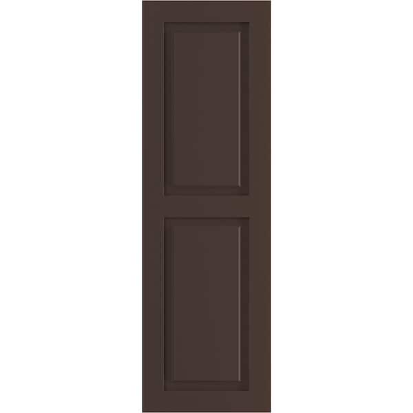 Ekena Millwork True Fit PVC Two Equal Raised Panel Shutters, Raisin Brown, 18W x 46H, PR - TFP101RPF18X046TB