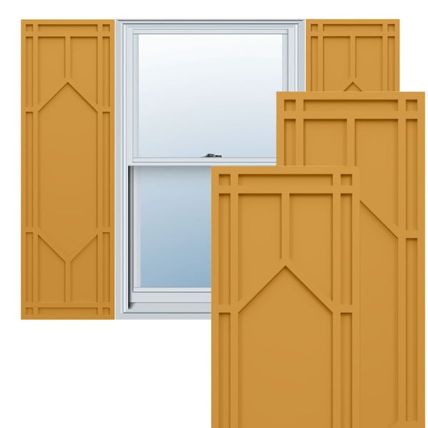 Ekena Millwork True Fit PVC Shaker Fixed Mount Shutters, Turmeric, 12W x 52H, PR - TFP001SK12X052TU