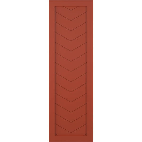 Ekena Millwork True Fit PVC Single Panel Chevron Modern Style Fixed Mount Shutters, Colorful Leaves, 18W x 66H, PR - TFP001CV18X066CL