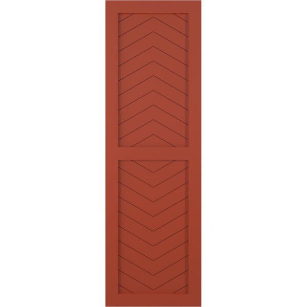Ekena Millwork True Fit PVC Two Panel Chevron Modern Style Fixed Mount Shutters, Colorful Leaves, 15W x 63H, PR - TFP101CV15X063CL