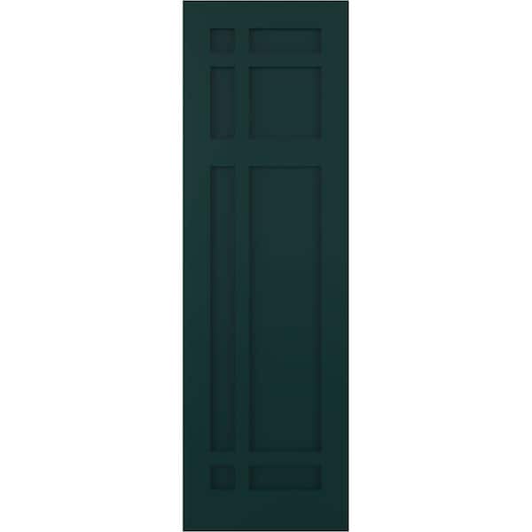 Ekena Millwork True Fit PVC San Juan Capistrano Mission Style Fixed Mount Shutters, Thermal Green, 15W x 49H, PR - TFP001SJ15X049FG