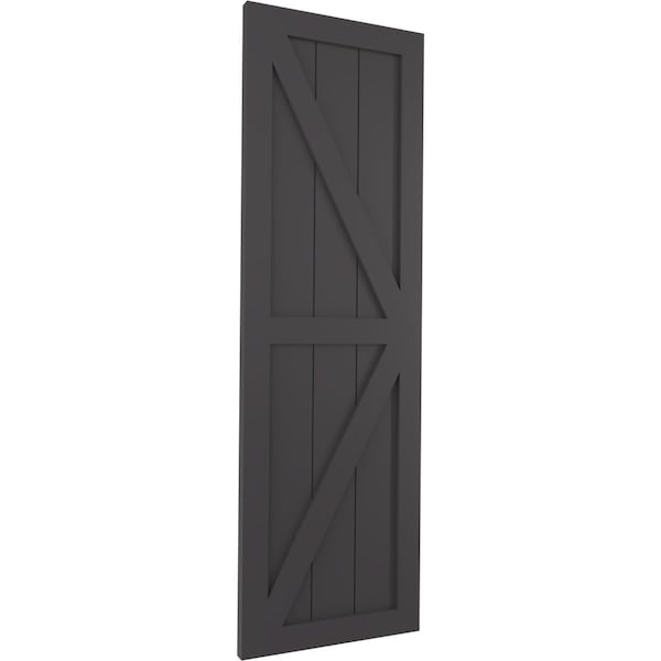 Ekena Millwork True Fit PVC Two Equal Panel Farmhouse Fixed Mount Shutters w/Z-Bar, Shadow Mountain, 18W x 52H, PR - TFP102FH18X052SM
