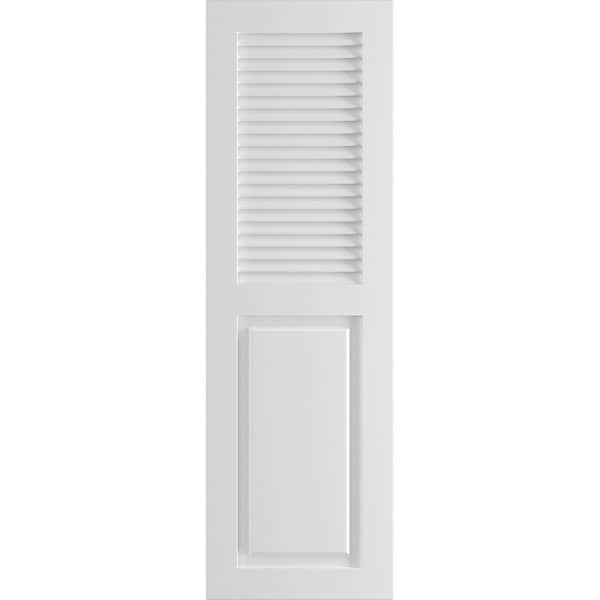 Ekena Millwork True Fit PVC, Combination Louver Panel Shutters, Unfinished, 15W x 27H, PR - TFP101CO15X027UN