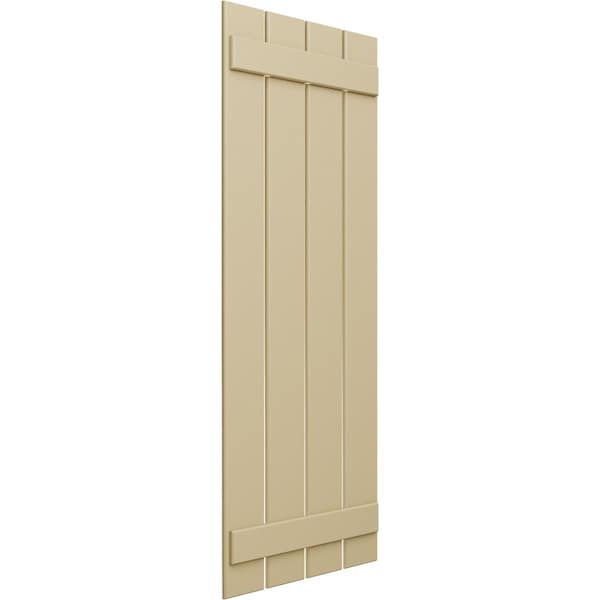 Ekena Millwork True Fit PVC, Four Board Spaced Board-n-Batten Shutters, Natural Twine , 23W x 39H, PR - TFP101SBF23X039NT