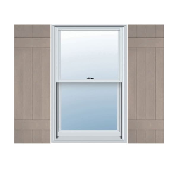 Ekena Millwork Lifetime Vinyl, 4 Board Joined (2 Batten), Board-n-Batten Shutters, w/Shutter-Loks, LJ4C14X02500CL, PR - LJ4C14X02500CL