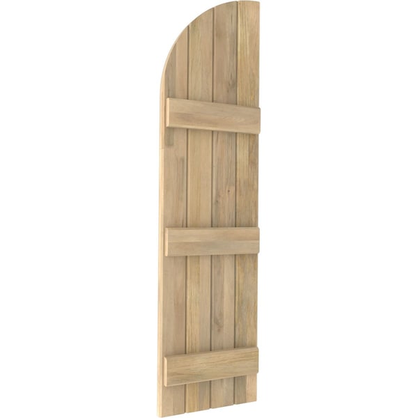 Ekena Millwork Americraft 4-Board (3 Batten) Wood Joined Board-n-Batten Shutters w/ Arch Top, ARW401BQ414X47UNH, PR - ARW401BQ414X47UNH
